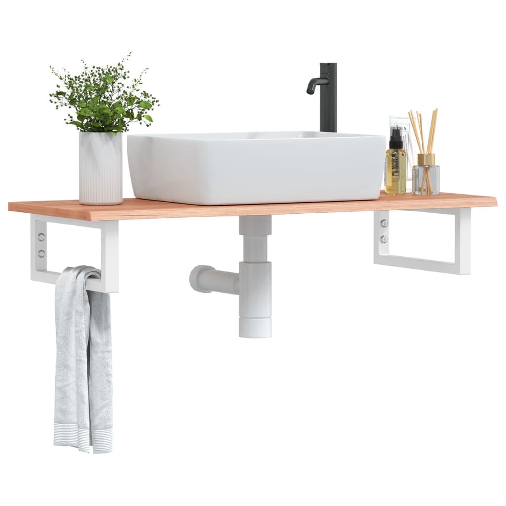 Ripiano a Parete per Lavabo in Acciaio e Massello di Rovere | homemem39