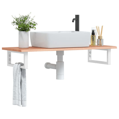 Ripiano a Parete per Lavabo in Acciaio e Massello di Rovere | homemem39