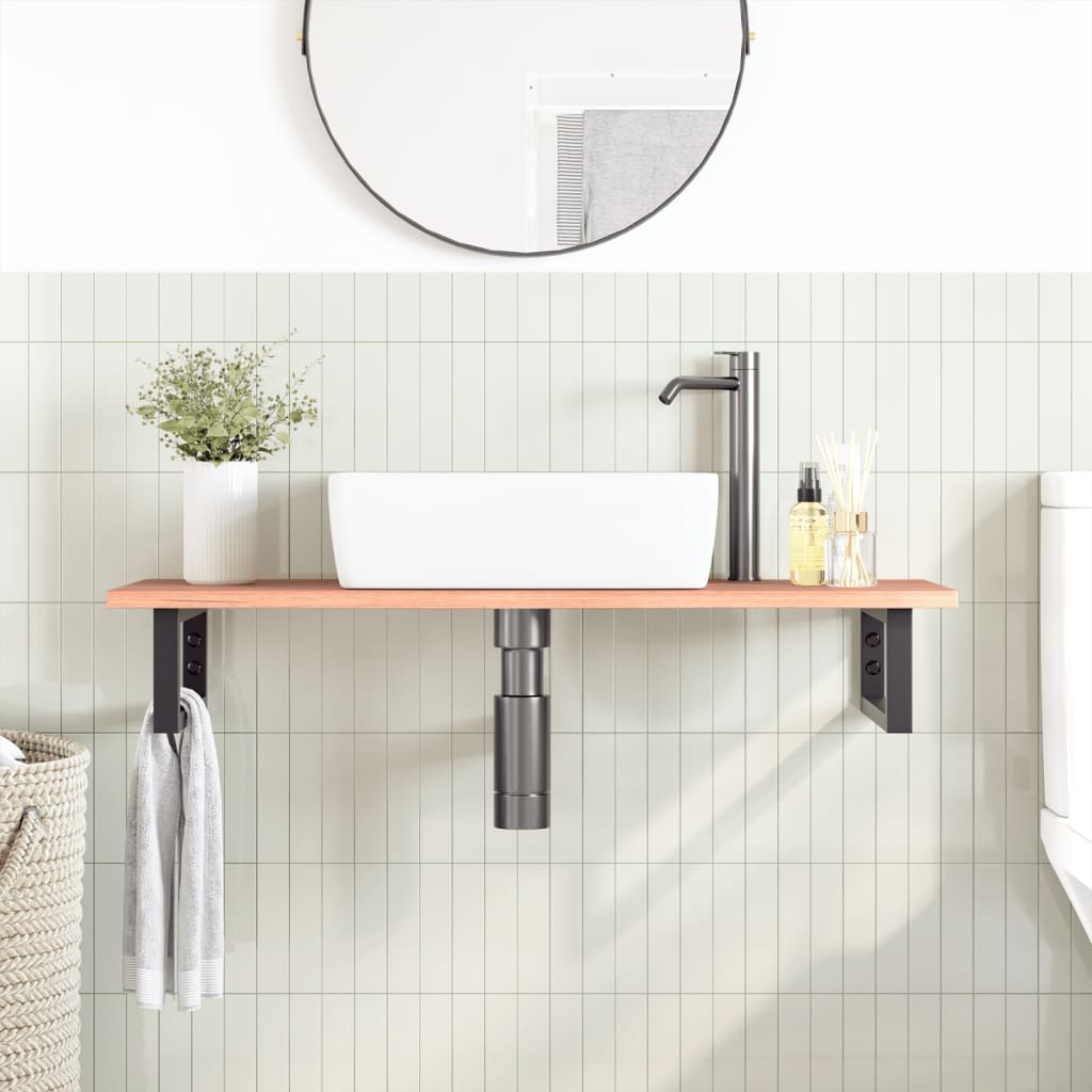 Ripiano a Parete per Lavabo in Acciaio e Massello di Rovere | homemem39
