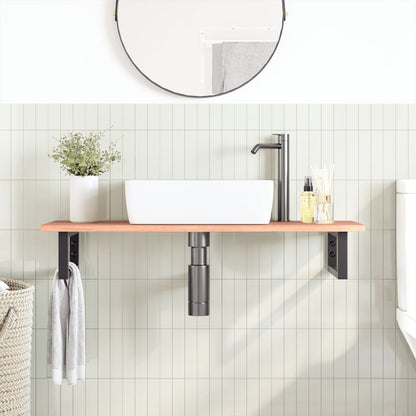 Ripiano a Parete per Lavabo in Acciaio e Massello di Rovere | homemem39