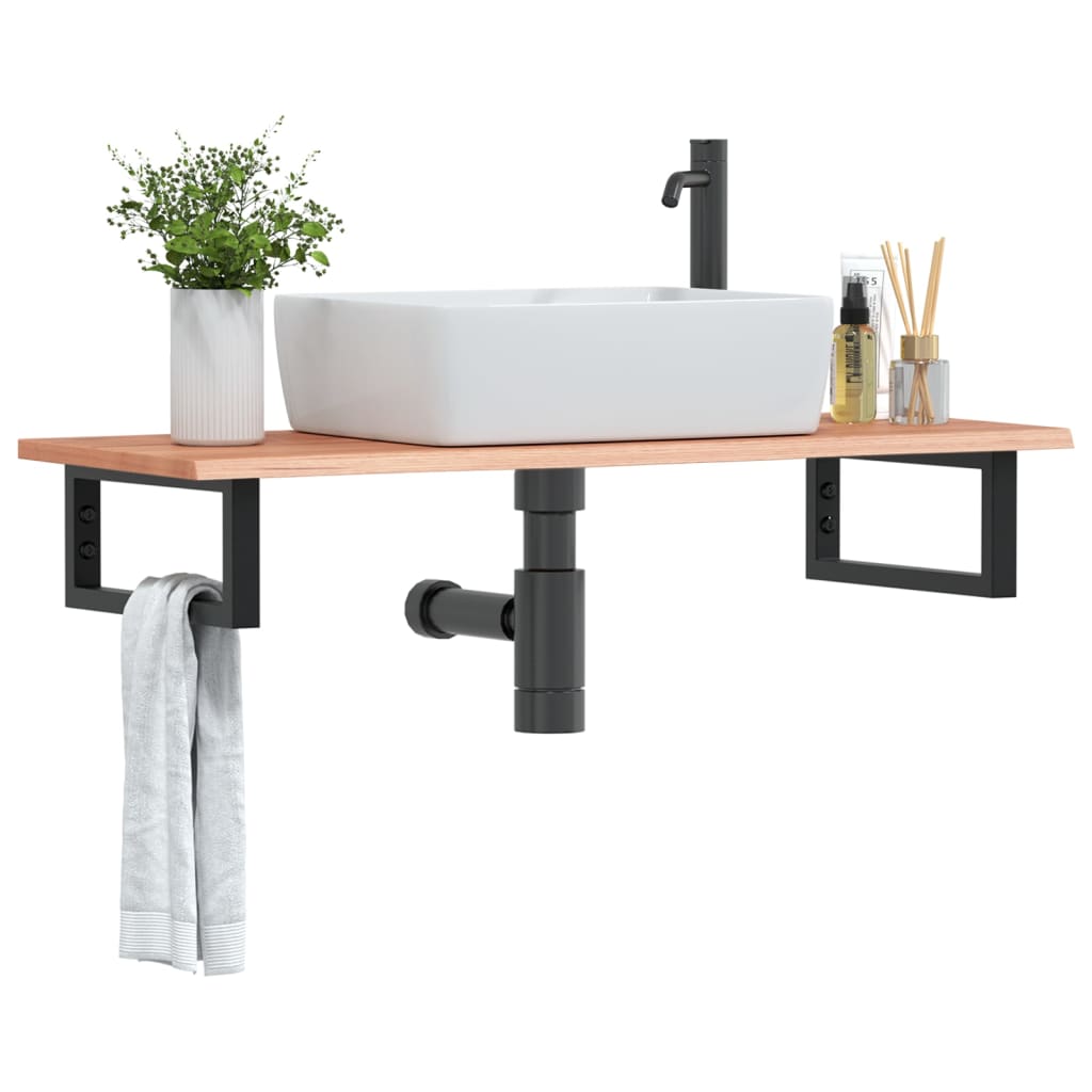 Ripiano a Parete per Lavabo in Acciaio e Massello di Rovere | homemem39