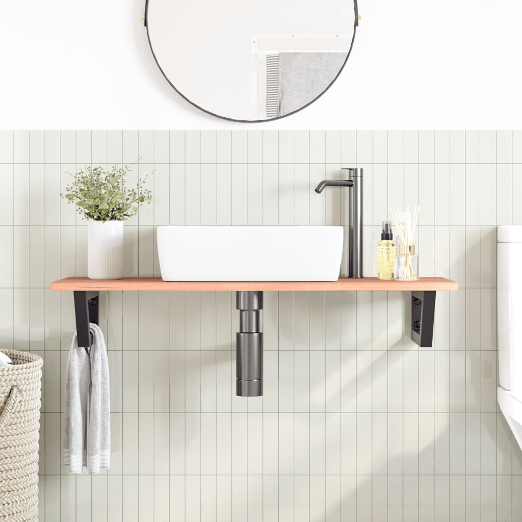 Ripiano a Parete per Lavabo in Acciaio e Massello di Rovere | homemem39
