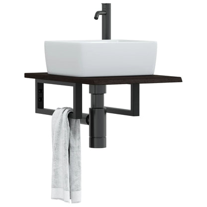 Ripiano a Parete per Lavabo in Acciaio e Massello di Rovere | homemem39