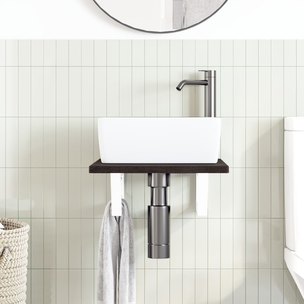Ripiano a Parete per Lavabo in Acciaio e Massello di Rovere | homemem39