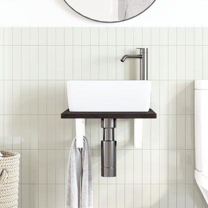 Ripiano a Parete per Lavabo in Acciaio e Massello di Rovere | homemem39
