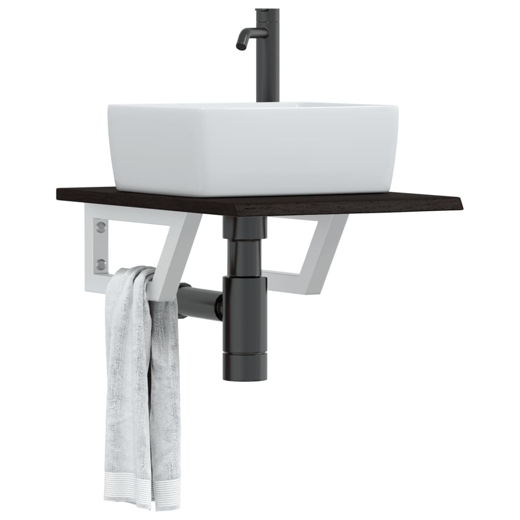 Ripiano a Parete per Lavabo in Acciaio e Massello di Rovere | homemem39