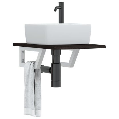 Ripiano a Parete per Lavabo in Acciaio e Massello di Rovere | homemem39