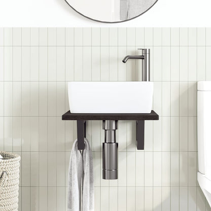 Ripiano a Parete per Lavabo in Acciaio e Massello di Rovere | homemem39