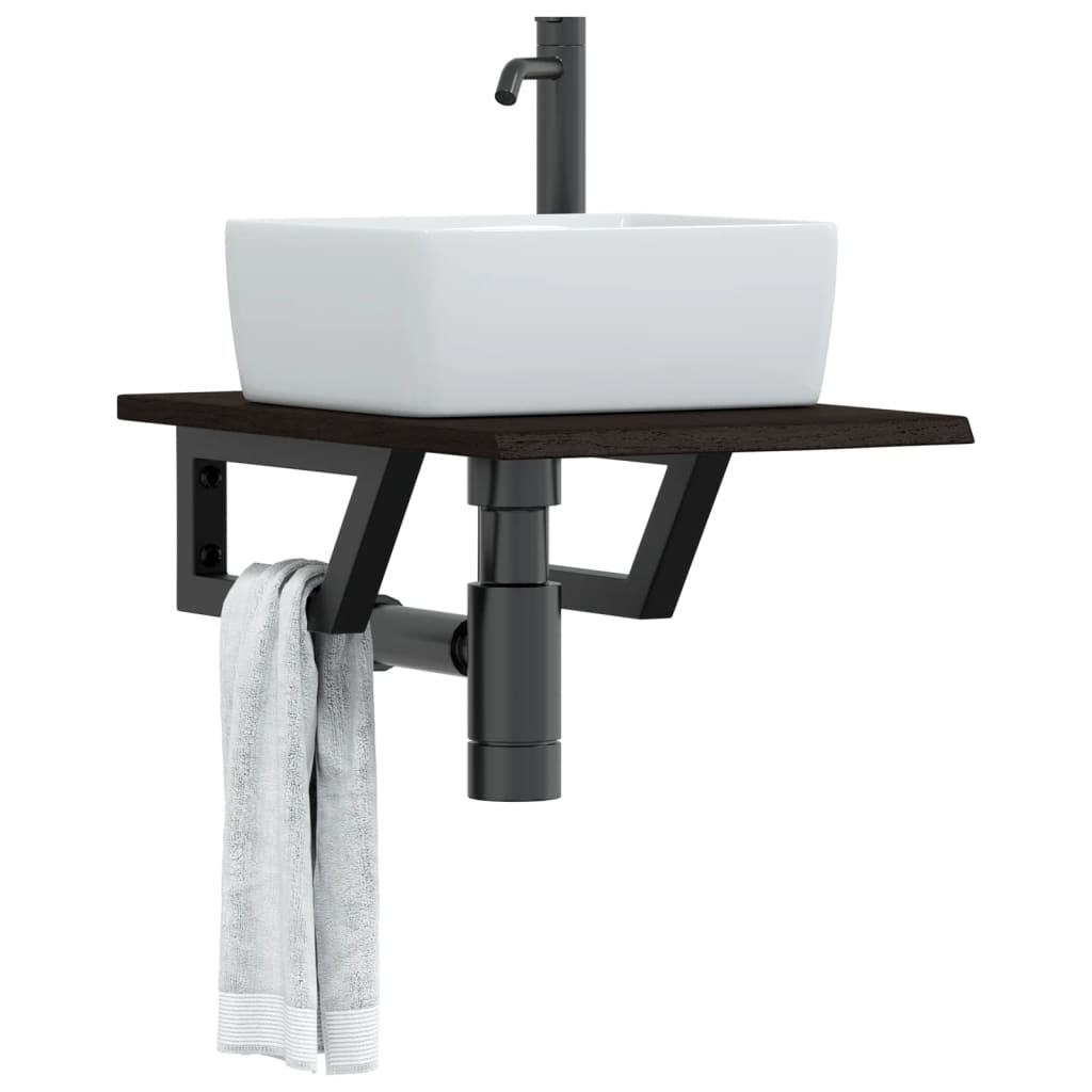 Ripiano a Parete per Lavabo in Acciaio e Massello di Rovere | homemem39