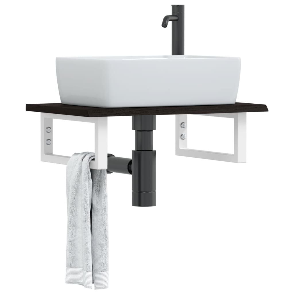Ripiano a Parete per Lavabo in Acciaio e Massello di Rovere | homemem39