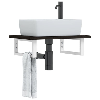Ripiano a Parete per Lavabo in Acciaio e Massello di Rovere | homemem39
