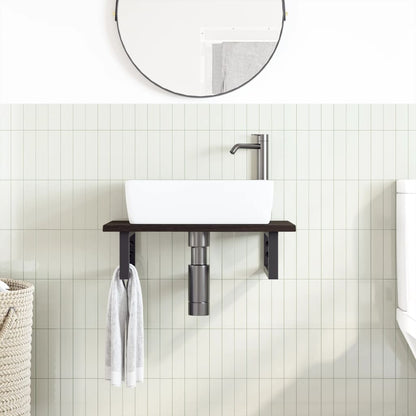 Ripiano a Parete per Lavabo in Acciaio e Massello di Rovere | homemem39