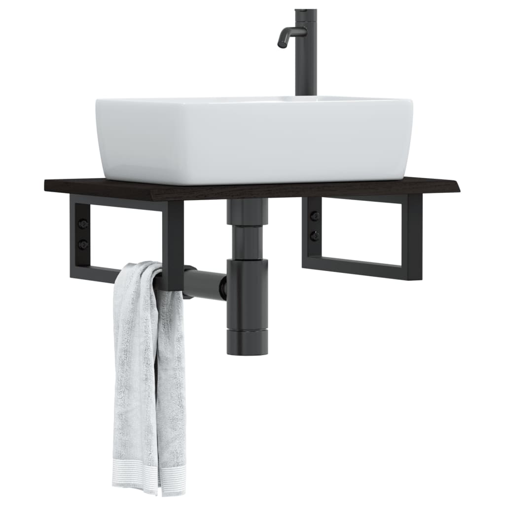 Ripiano a Parete per Lavabo in Acciaio e Massello di Rovere | homemem39