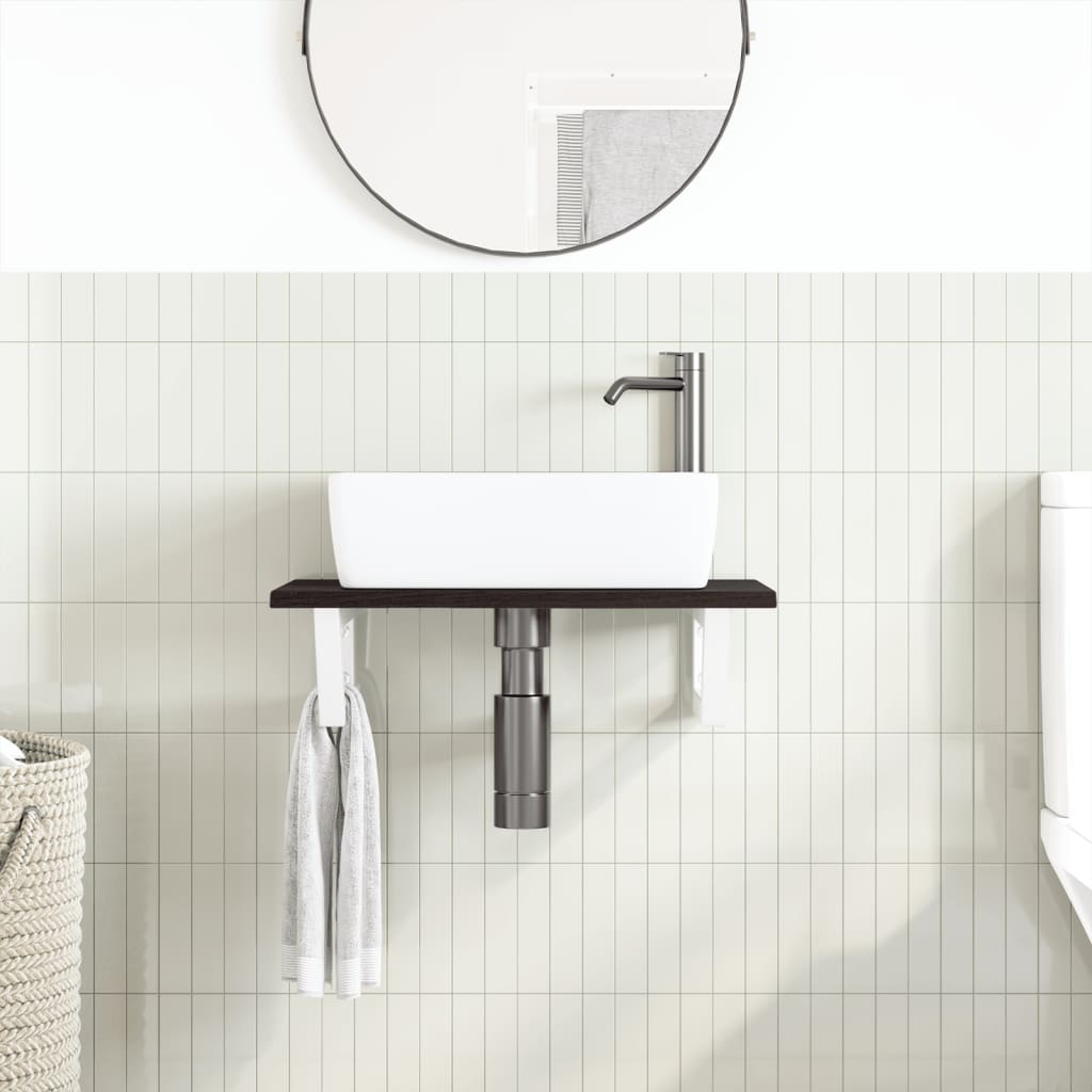 Ripiano a Parete per Lavabo in Acciaio e Massello di Rovere | homemem39