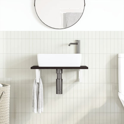 Ripiano a Parete per Lavabo in Acciaio e Massello di Rovere | homemem39