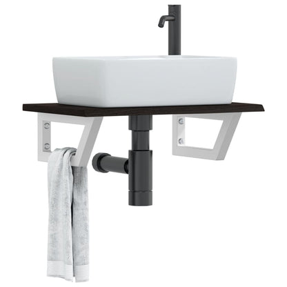 Ripiano a Parete per Lavabo in Acciaio e Massello di Rovere | homemem39