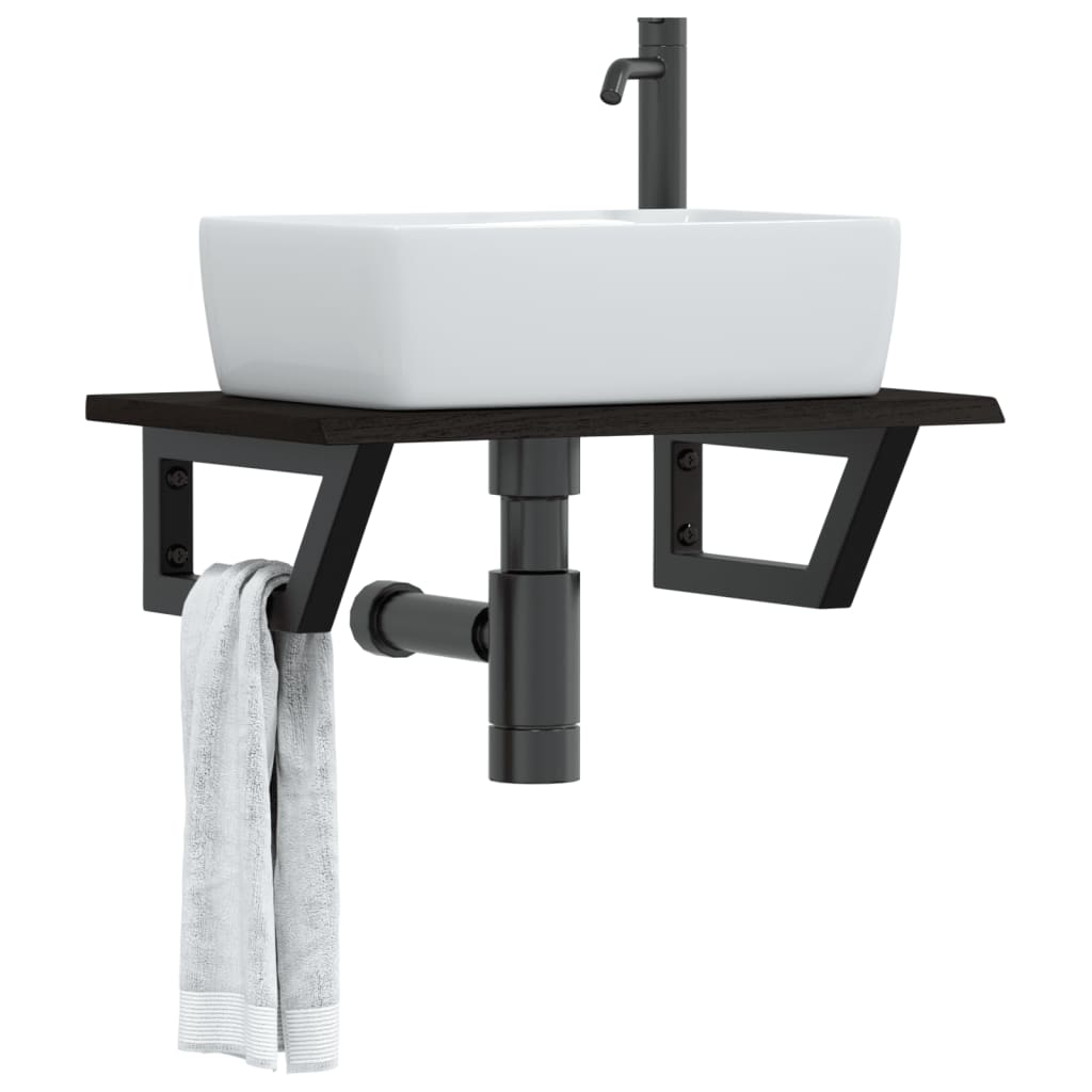 Ripiano a Parete per Lavabo in Acciaio e Massello di Rovere | homemem39