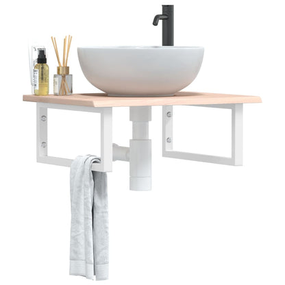 Ripiano a Parete per Lavabo in Acciaio e Massello di Rovere | homemem39