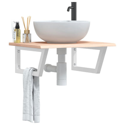 Ripiano a Parete per Lavabo in Acciaio e Massello di Rovere | homemem39