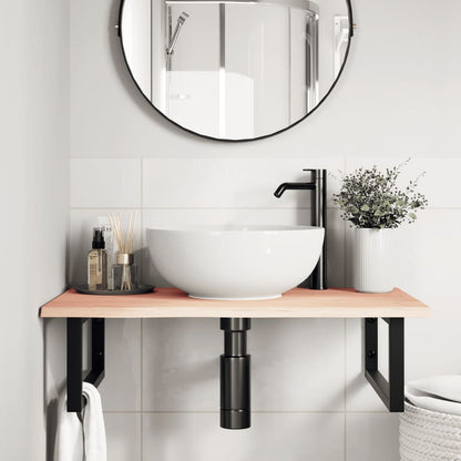 Ripiano a Parete per Lavabo in Acciaio e Massello di Rovere | homemem39