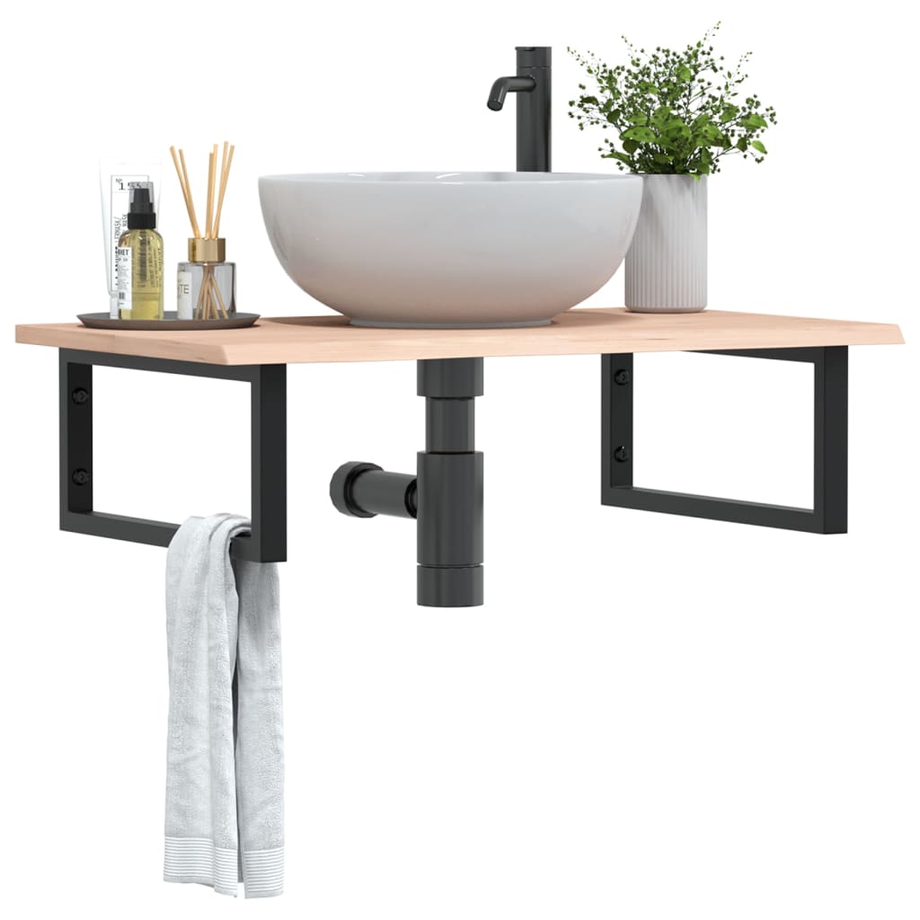 Ripiano a Parete per Lavabo in Acciaio e Massello di Rovere | homemem39