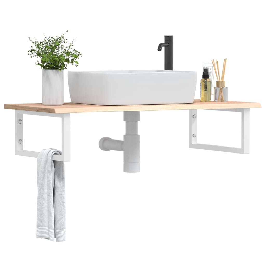 Ripiano a Parete per Lavabo in Acciaio e Massello di Rovere | homemem39