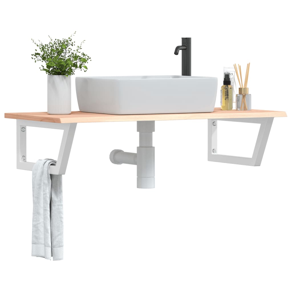 Ripiano a Parete per Lavabo in Acciaio e Massello di Rovere | homemem39