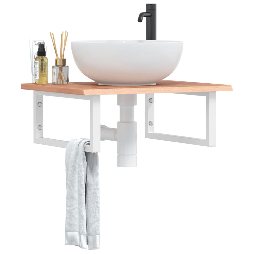 Ripiano a Parete per Lavabo in Acciaio e Massello di Rovere | homemem39