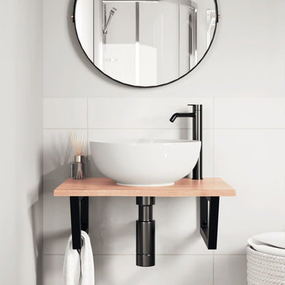 Ripiano a Parete per Lavabo in Acciaio e Massello di Rovere | homemem39