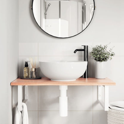 Ripiano a Parete per Lavabo in Acciaio e Massello di Rovere | homemem39