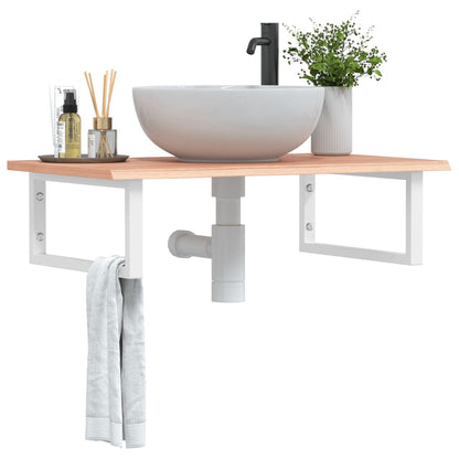 Ripiano a Parete per Lavabo in Acciaio e Massello di Rovere | homemem39