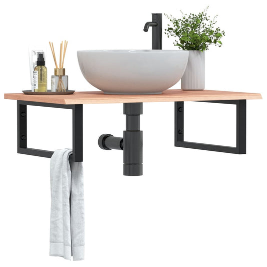 Ripiano a Parete per Lavabo in Acciaio e Massello di Rovere | homemem39