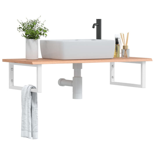 Ripiano a Parete per Lavabo in Acciaio e Massello di Rovere | homemem39