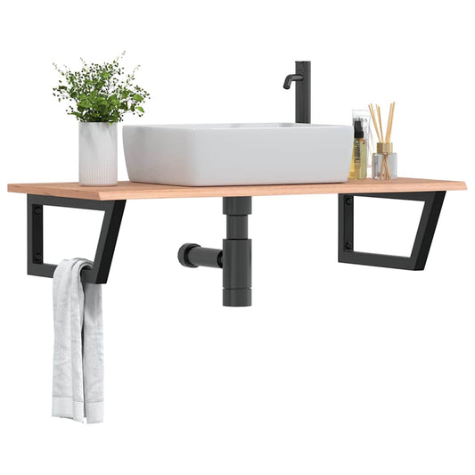 Ripiano a Parete per Lavabo in Acciaio e Massello di Rovere | homemem39