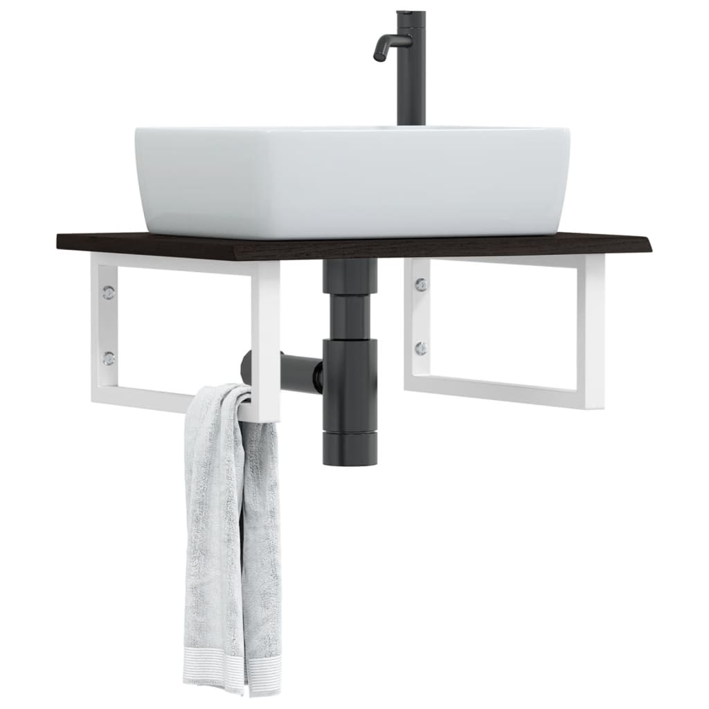 Ripiano a Parete per Lavabo in Acciaio e Massello di Rovere | homemem39