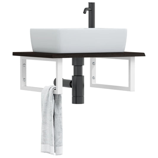 Ripiano a Parete per Lavabo in Acciaio e Massello di Rovere | homemem39