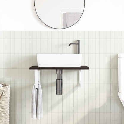 Ripiano a Parete per Lavabo in Acciaio e Massello di Rovere | homemem39