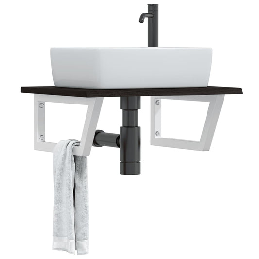 Ripiano a Parete per Lavabo in Acciaio e Massello di Rovere | homemem39