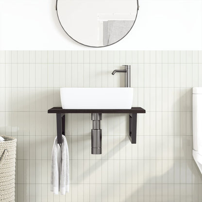 Ripiano a Parete per Lavabo in Acciaio e Massello di Rovere | homemem39