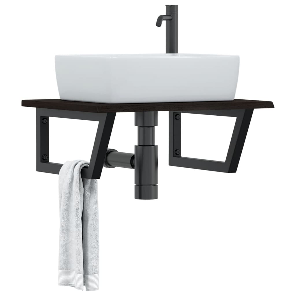 Ripiano a Parete per Lavabo in Acciaio e Massello di Rovere | homemem39