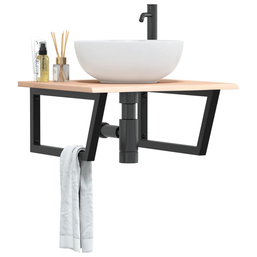 Ripiano a Parete per Lavabo in Acciaio e Massello di Rovere | homemem39