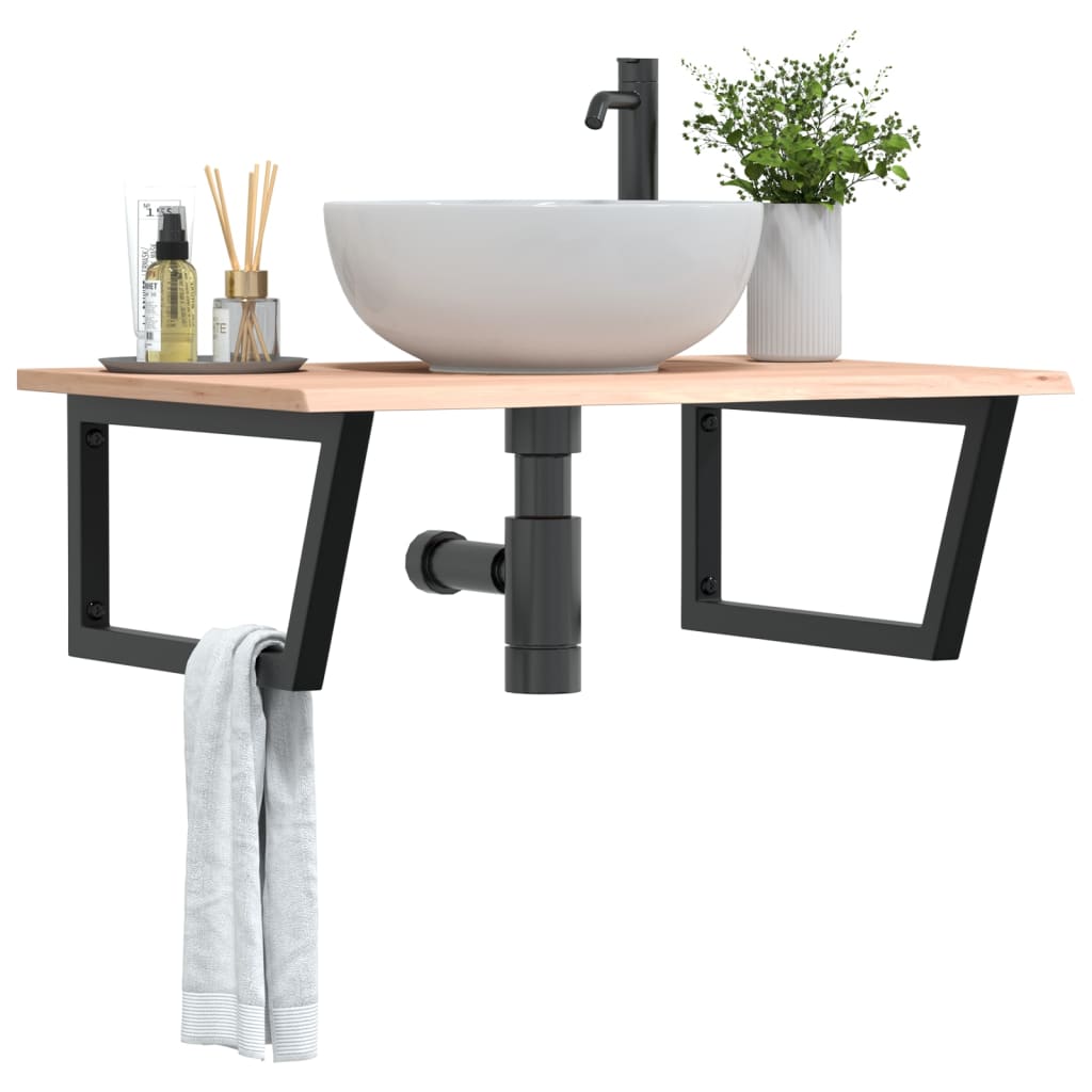 Ripiano a Parete per Lavabo in Acciaio e Massello di Rovere | homemem39
