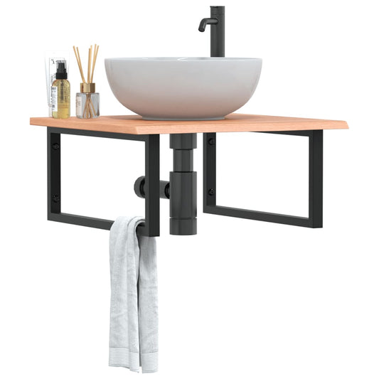 Ripiano a Parete per Lavabo in Acciaio e Massello di Rovere | homemem39