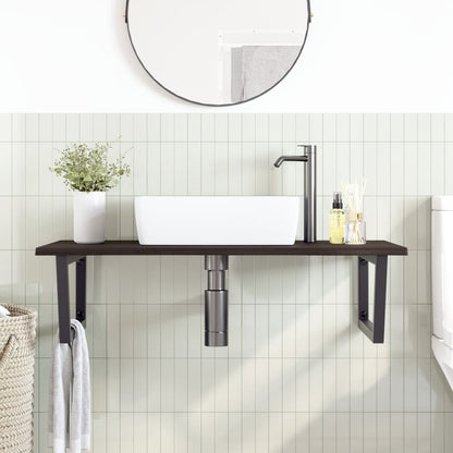 Ripiano a Parete per Lavabo in Acciaio e Massello di Rovere | homemem39
