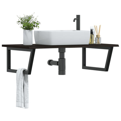 Ripiano a Parete per Lavabo in Acciaio e Massello di Rovere | homemem39