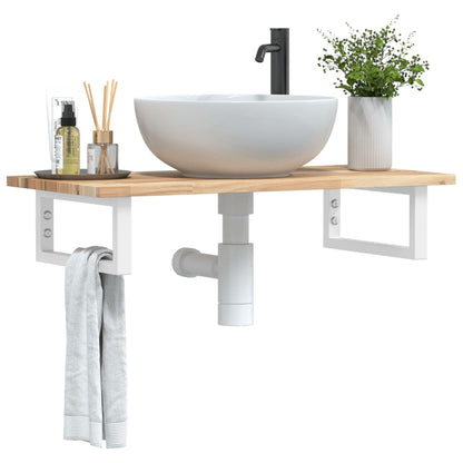 Ripiano a Parete per Lavabo in Acciaio e Massello di Acacia | homemem39