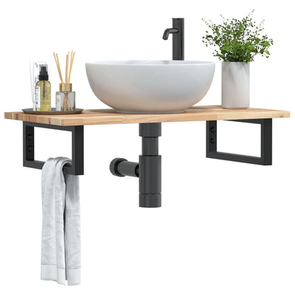 Ripiano a Parete per Lavabo in Acciaio e Massello di Acacia | homemem39