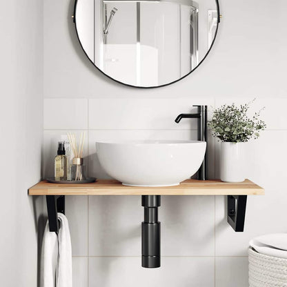 Ripiano a Parete per Lavabo in Acciaio e Massello di Acacia | homemem39