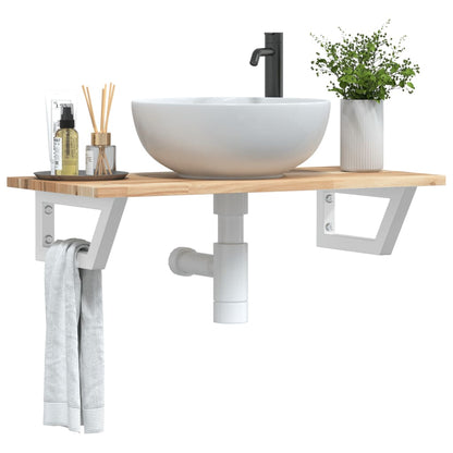 Ripiano a Parete per Lavabo in Acciaio e Massello di Acacia | homemem39