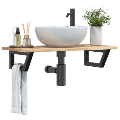 Ripiano a Parete per Lavabo in Acciaio e Massello di Acacia | homemem39